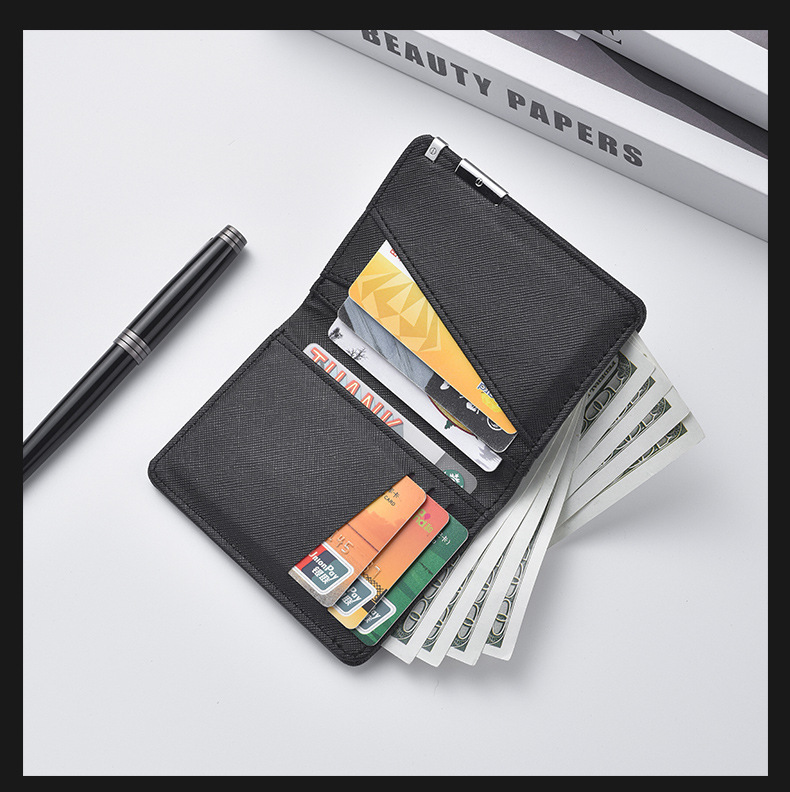 Mens Ultra-thin Short Wallet With Metal Trim photo 7