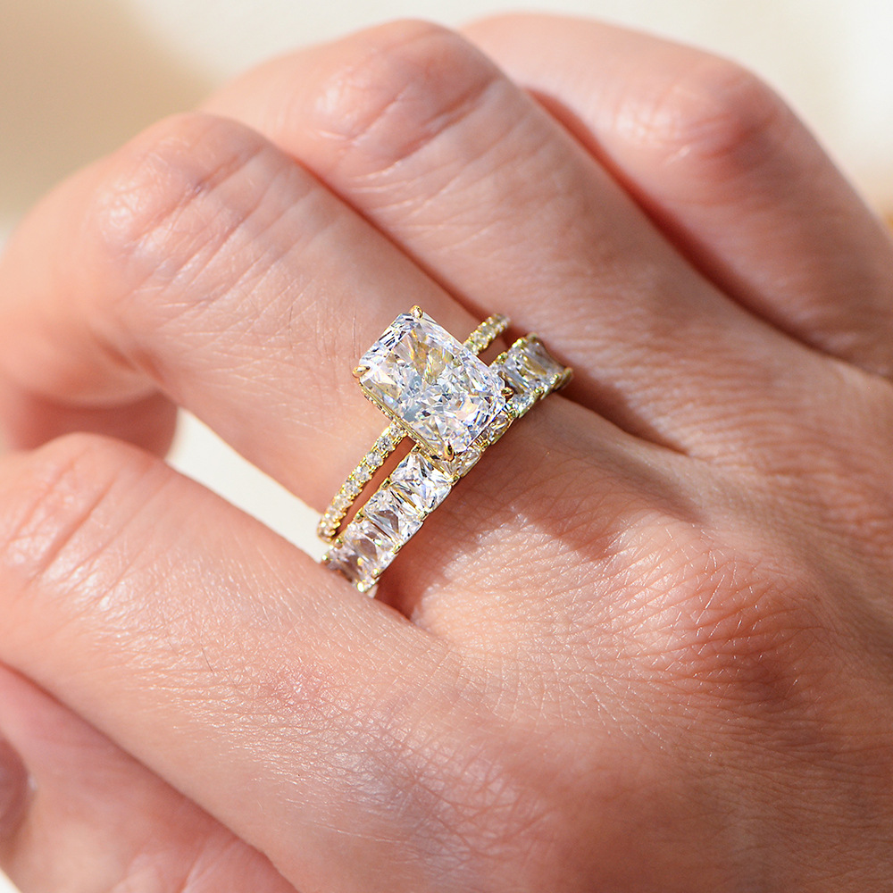 S925 Sterling Silver 5A Cubic Zirconia Ring Set photo 1