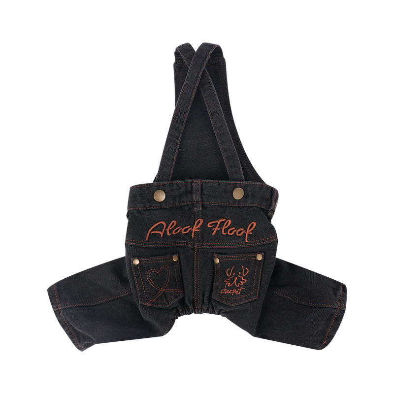 Pet's Four-Season Casual Denim Overalls With Vintage Embroidery photo 6