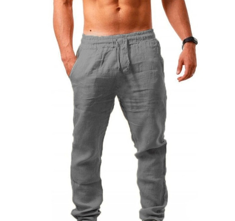 Men's Hip-Hop Breathable Cotton-Linen Loose-Fit Casual Sports Trousers photo 8