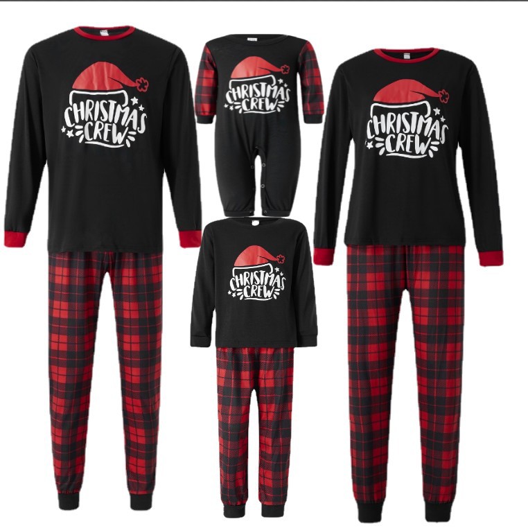 Checkered Cotton Parent-child Christmas Home Pajama Set photo 5