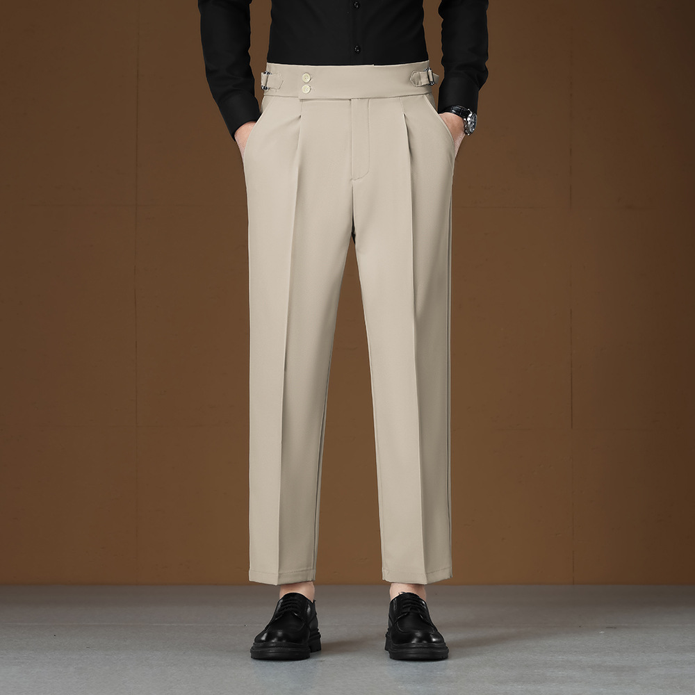 Adjustable Waist Non-Iron Men's Pants Lightweight Business Gentleman Straight-Leg Trousers photo 1