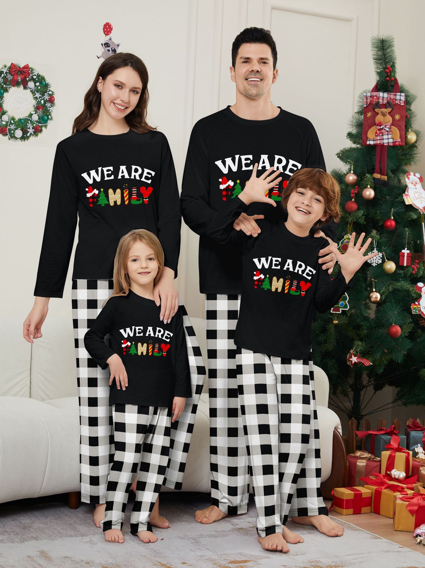 Long Sleeve Trousers Letter Printing Plaid Home Wear photo 6