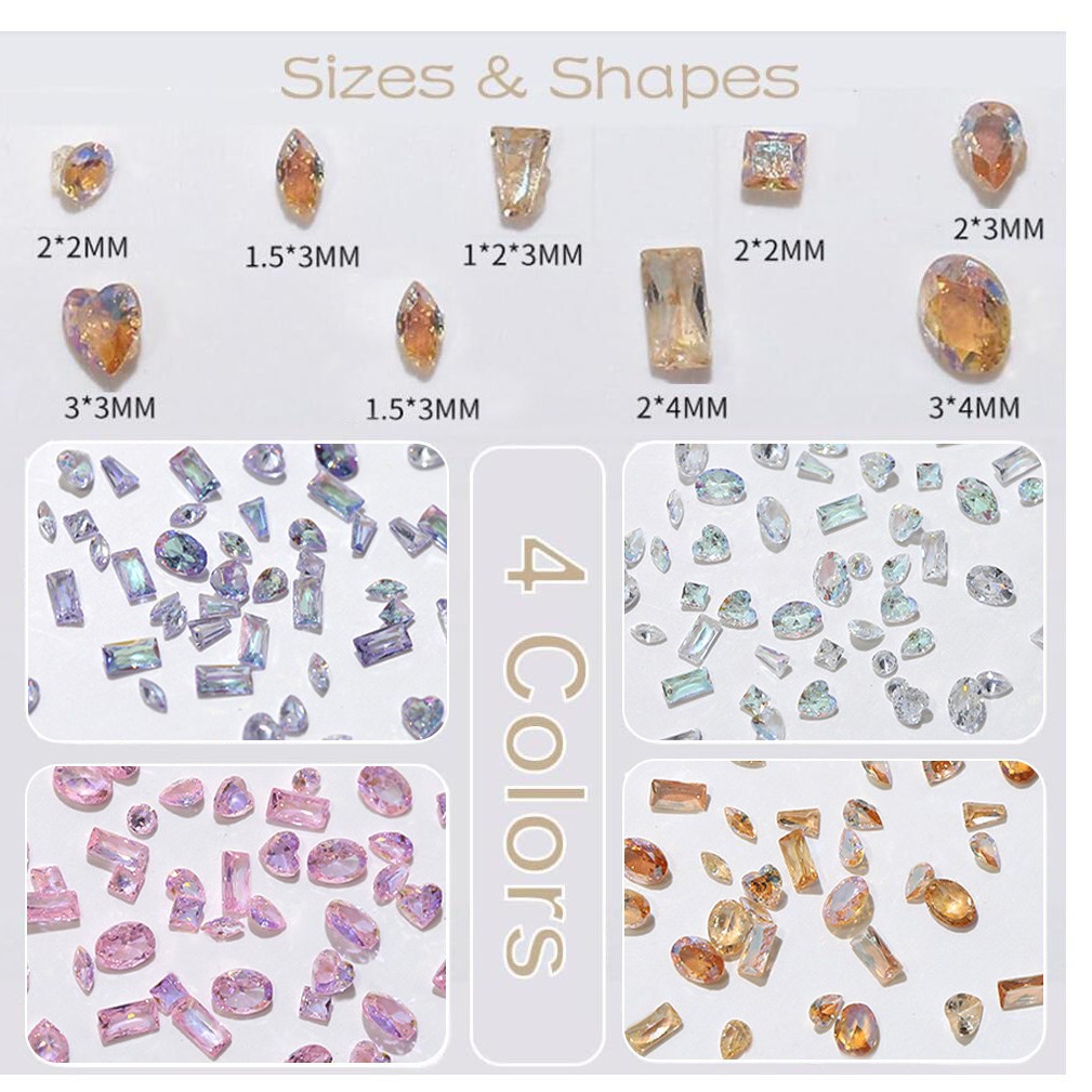 50-piece Multi-shape Mini Zircon Nail Art Decorations Assorted Colors photo 4