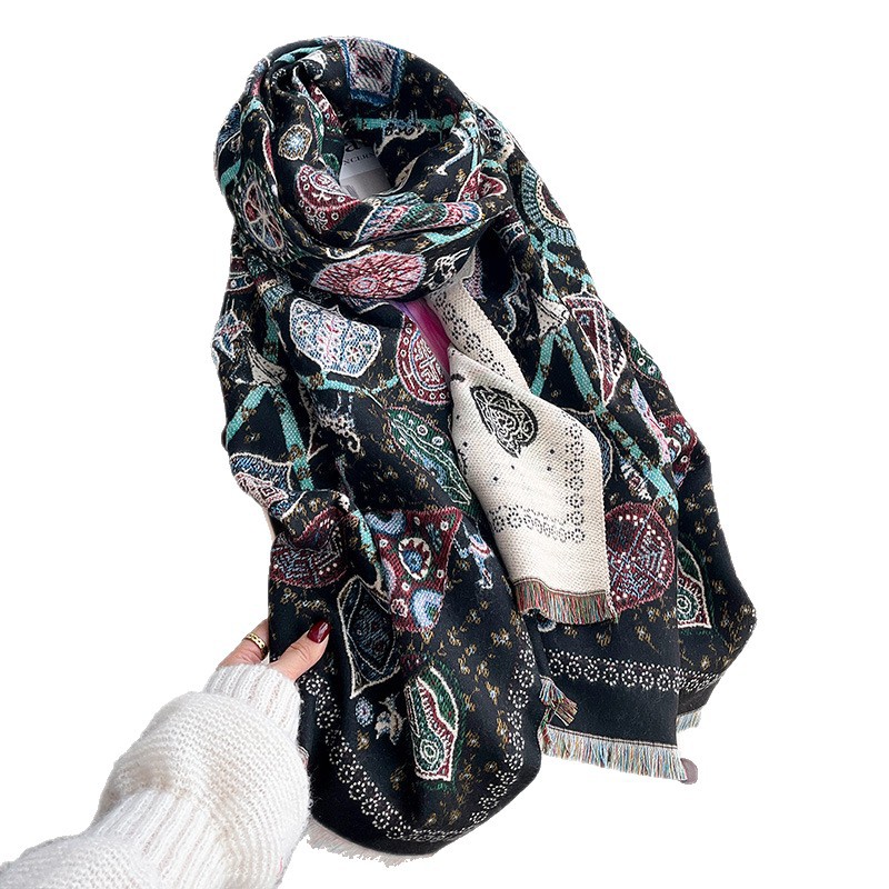 Retro Totem Tree Double-Sided Scarf Shawl For Women photo 7