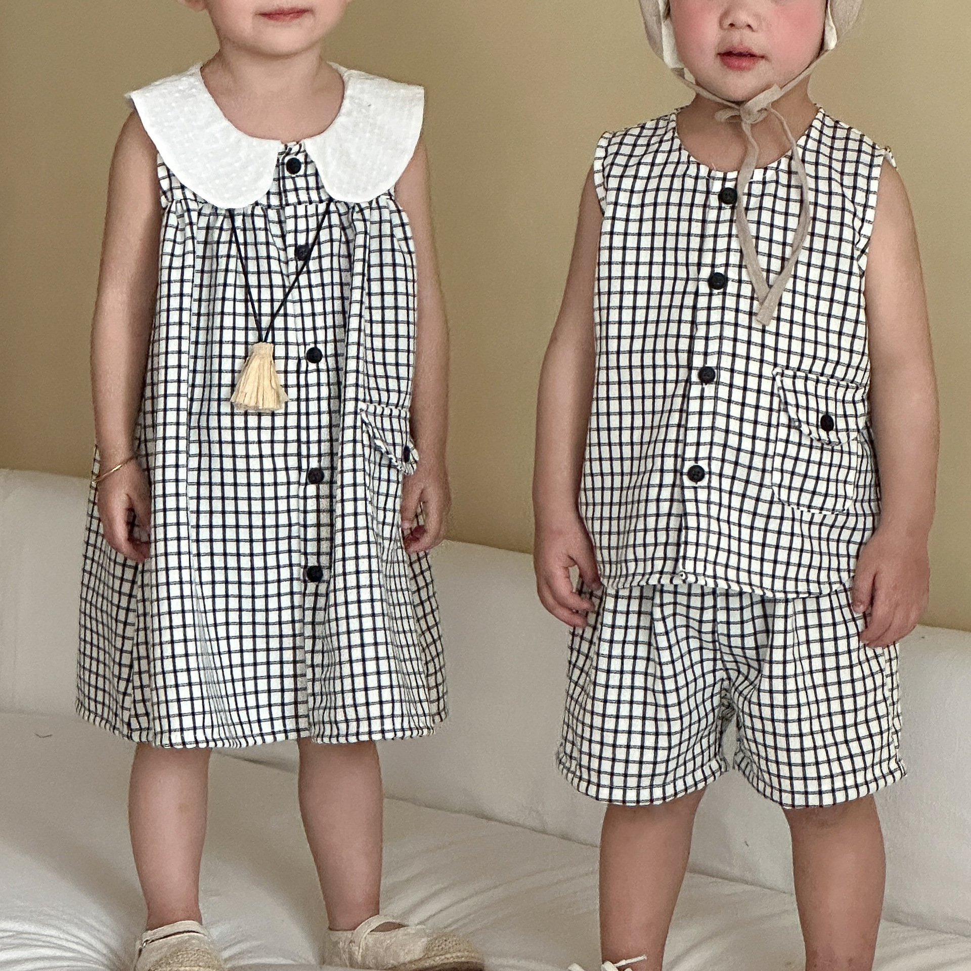Baby Girls' Vest Dresssister And Brother Matching Outfit photo 2