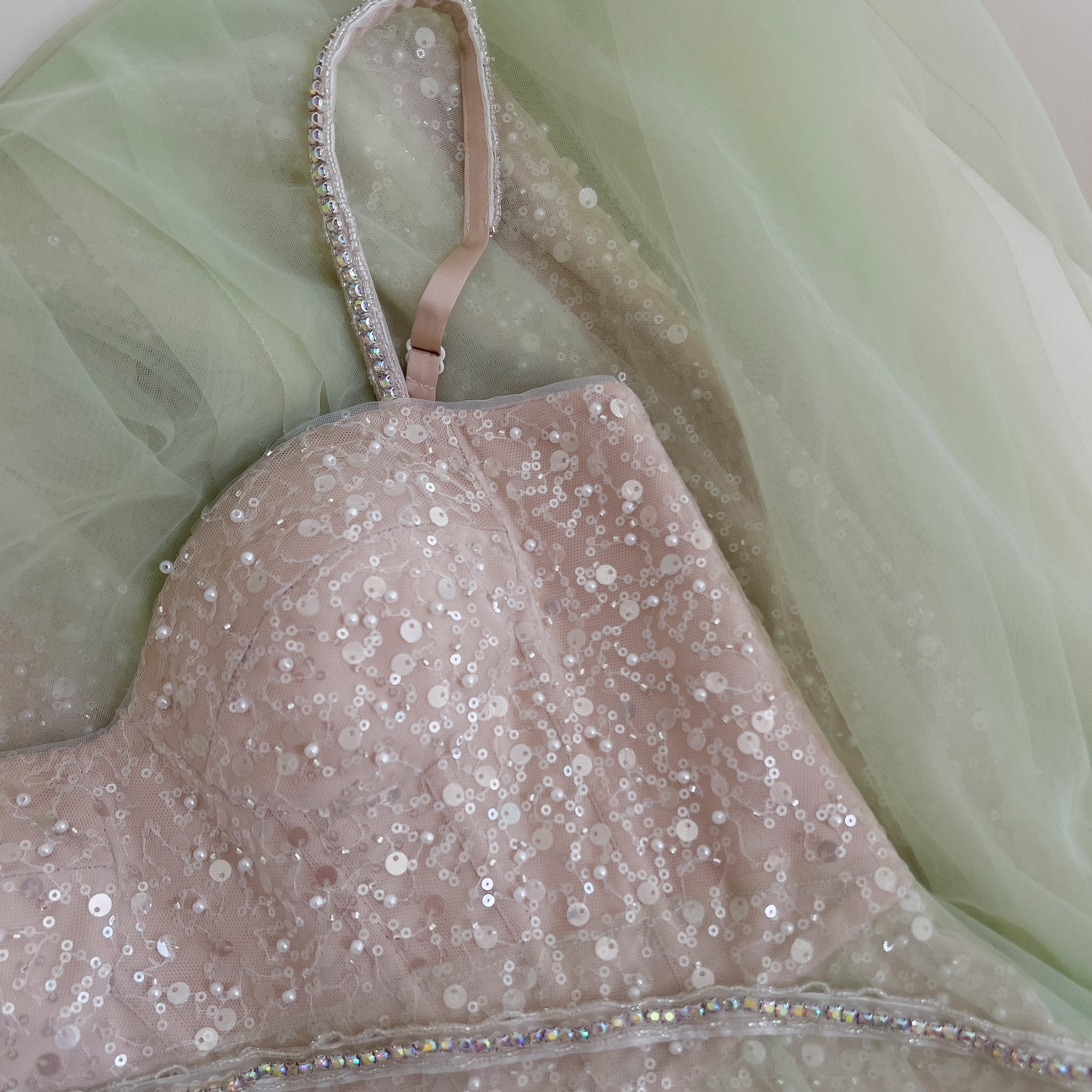 Pale Emerald Green Long-line Waist-cinching Strap Dress photo 6