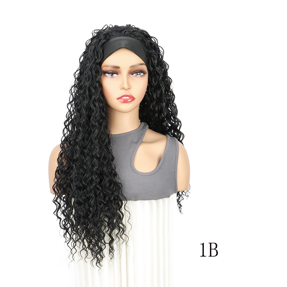 Womens Short Curly Wig With Headscarf Long Afro Puff Wig Cap photo 5