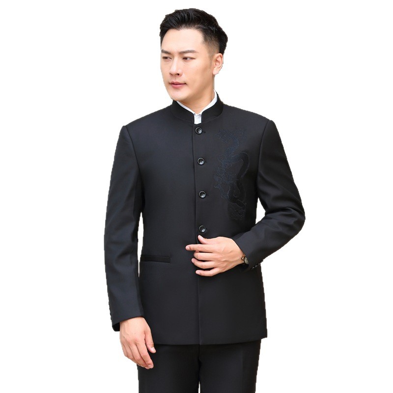 Stand-up Collar Black Long-sleeved Gown photo 5
