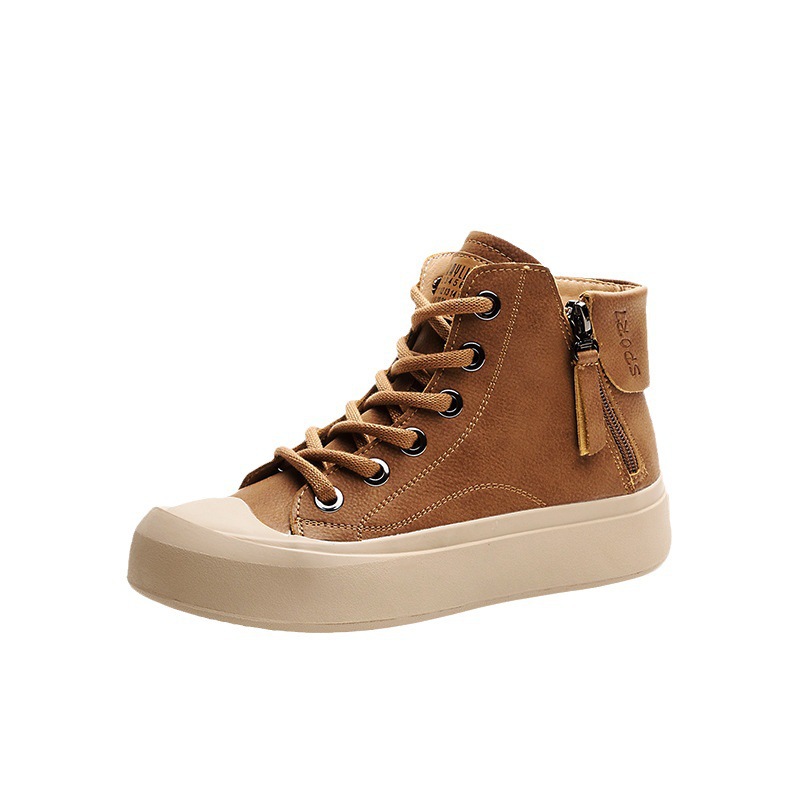 High-top Women's Genuine Leather Vintage Flat Shoes photo 2