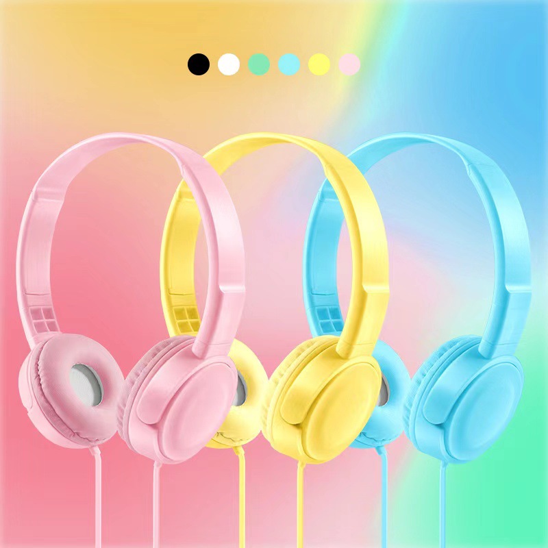 Head-mounted Wired Headset In Macaron Colors With A Microphone photo 2