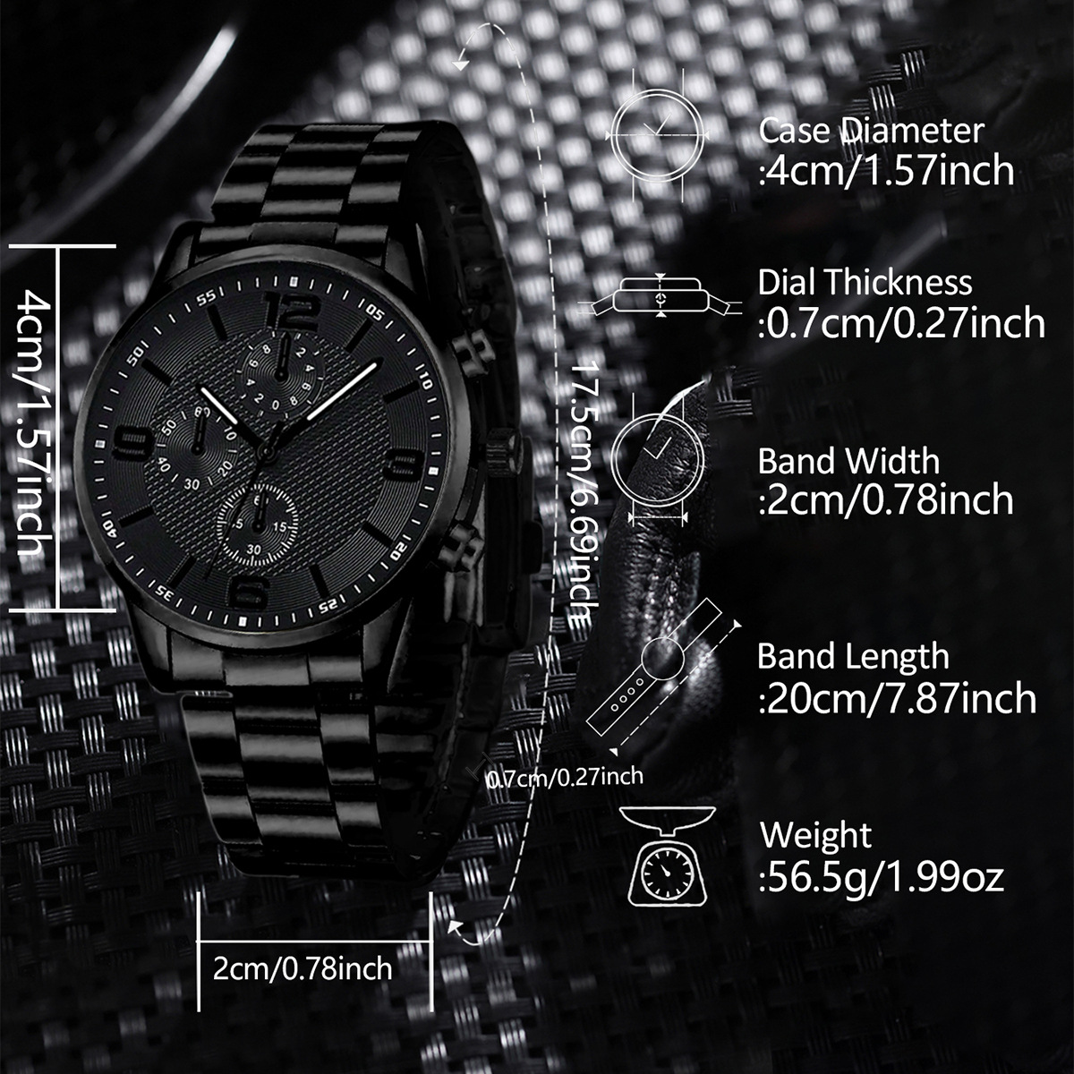Three-Eye Digital Mens Watch Bracelet And Necklace Set photo 7