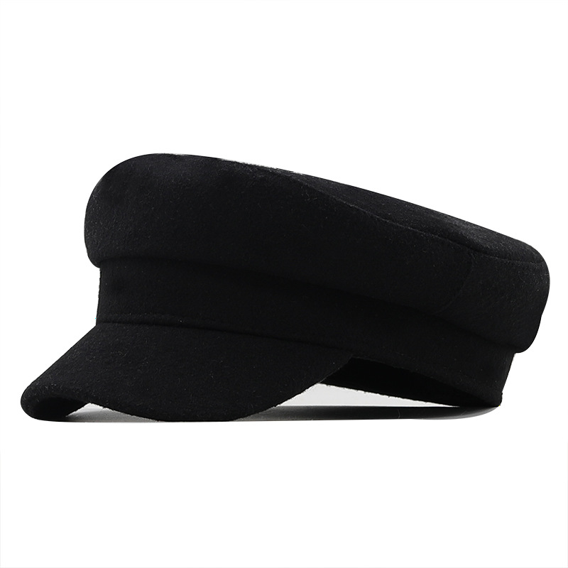 Simple Solid-color Military For Women British Retro Smooth-surface Flat-top Baseball Cap photo 6