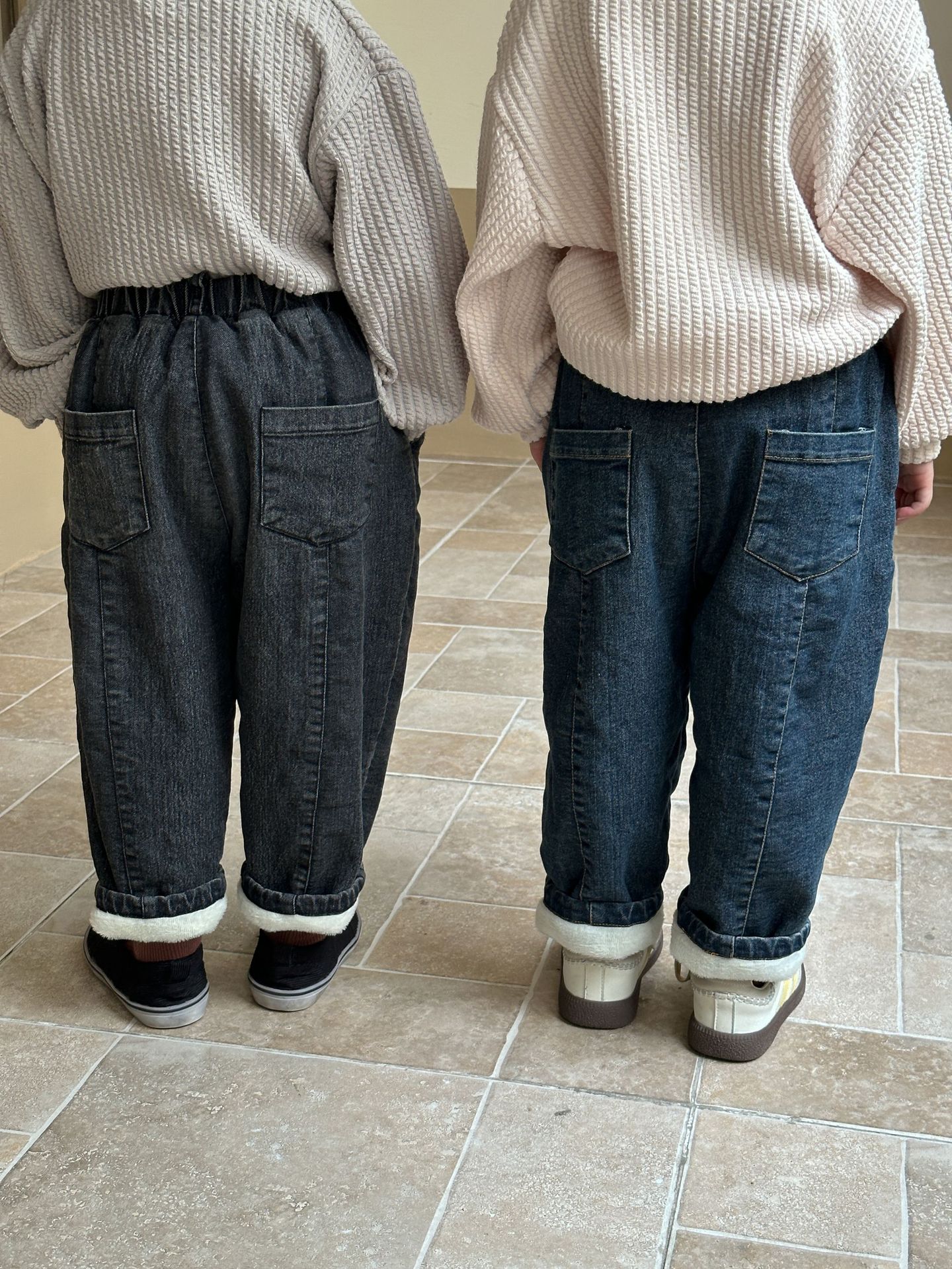 Children's Thickened Warm Skinny-fit Denim Trousers photo 2