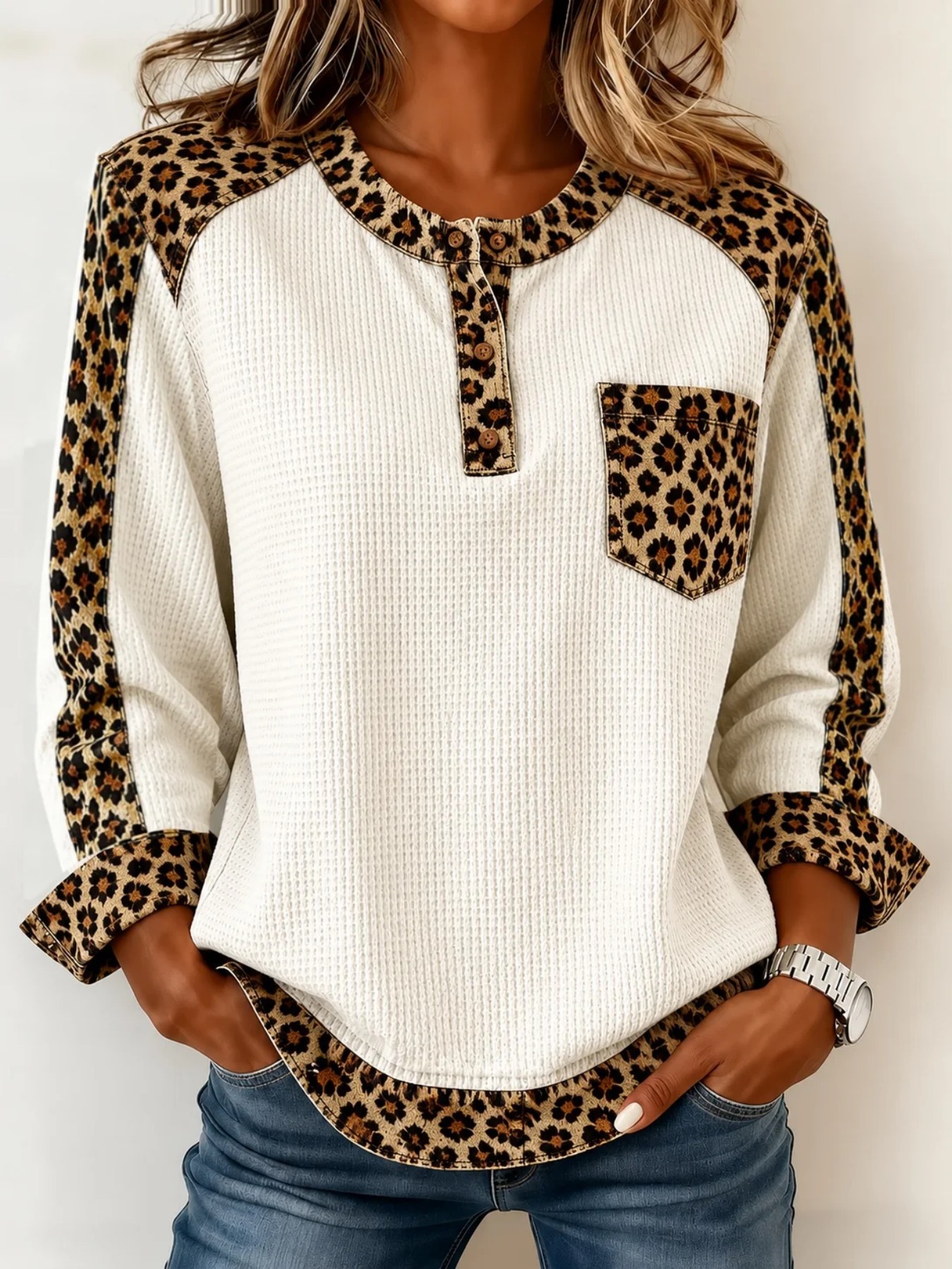 Leopard-print Raglan Loose-fit Pullover photo 4