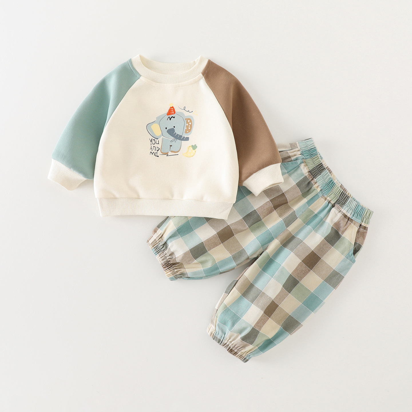 Plaid Top And Pants Set For Baby Boys photo 3