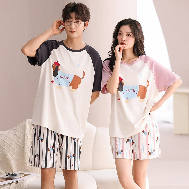 Outdoor Wear Loose Short-sleeved Shorts Couple Pajamas photo 2