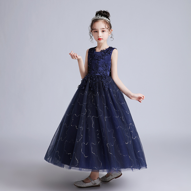 Children's Long Wedding Dress Fluffy Tulle Princess Gown photo 4