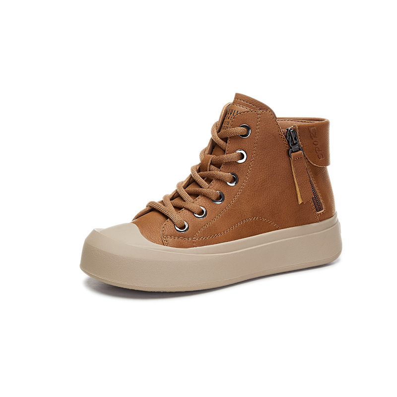 High-top Women's Genuine Leather Vintage Flat Shoes photo 7