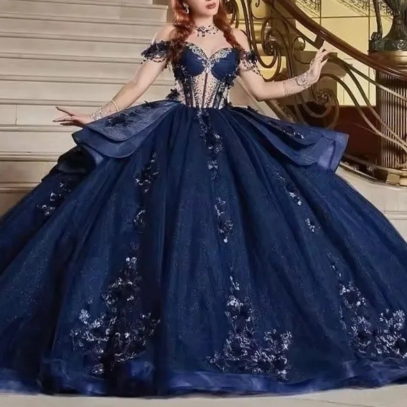 Off Shoulder Applique Dress Prom Polyester Tulle photo 5