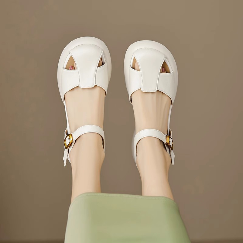 Trendy Thick-soled Hollowed-out Closed-toe Sandals With A Cushioned Feel photo 7