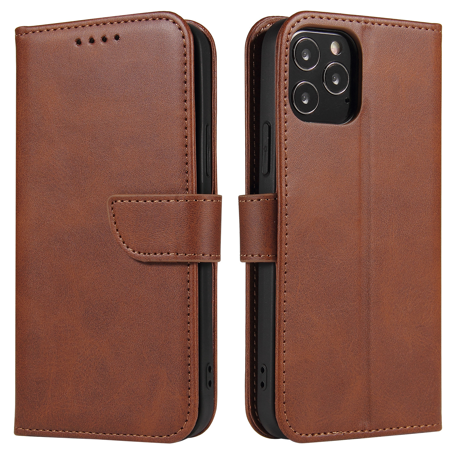 Calfskin-textured Card-slot Wallet Flip Phone Case photo 6