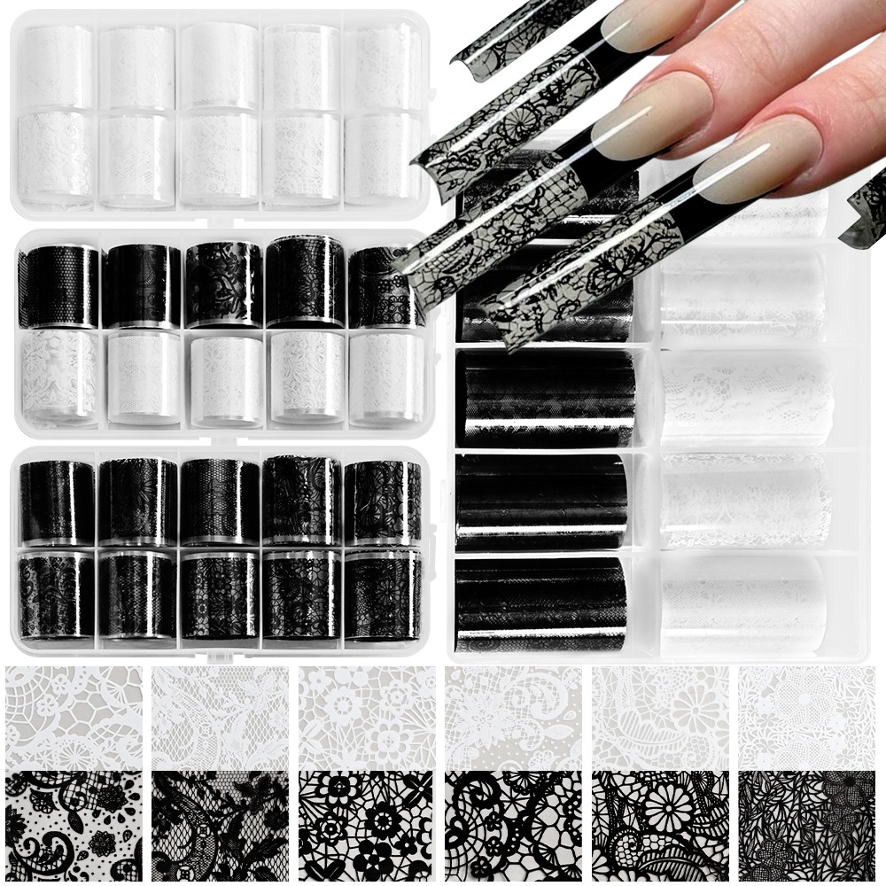 Black And White Lace-pattern Nail Art Transfer Foil photo 2