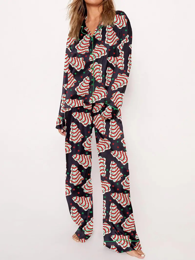 Casual Plus Size Temperament Christmas Tree Printing Suit photo 5