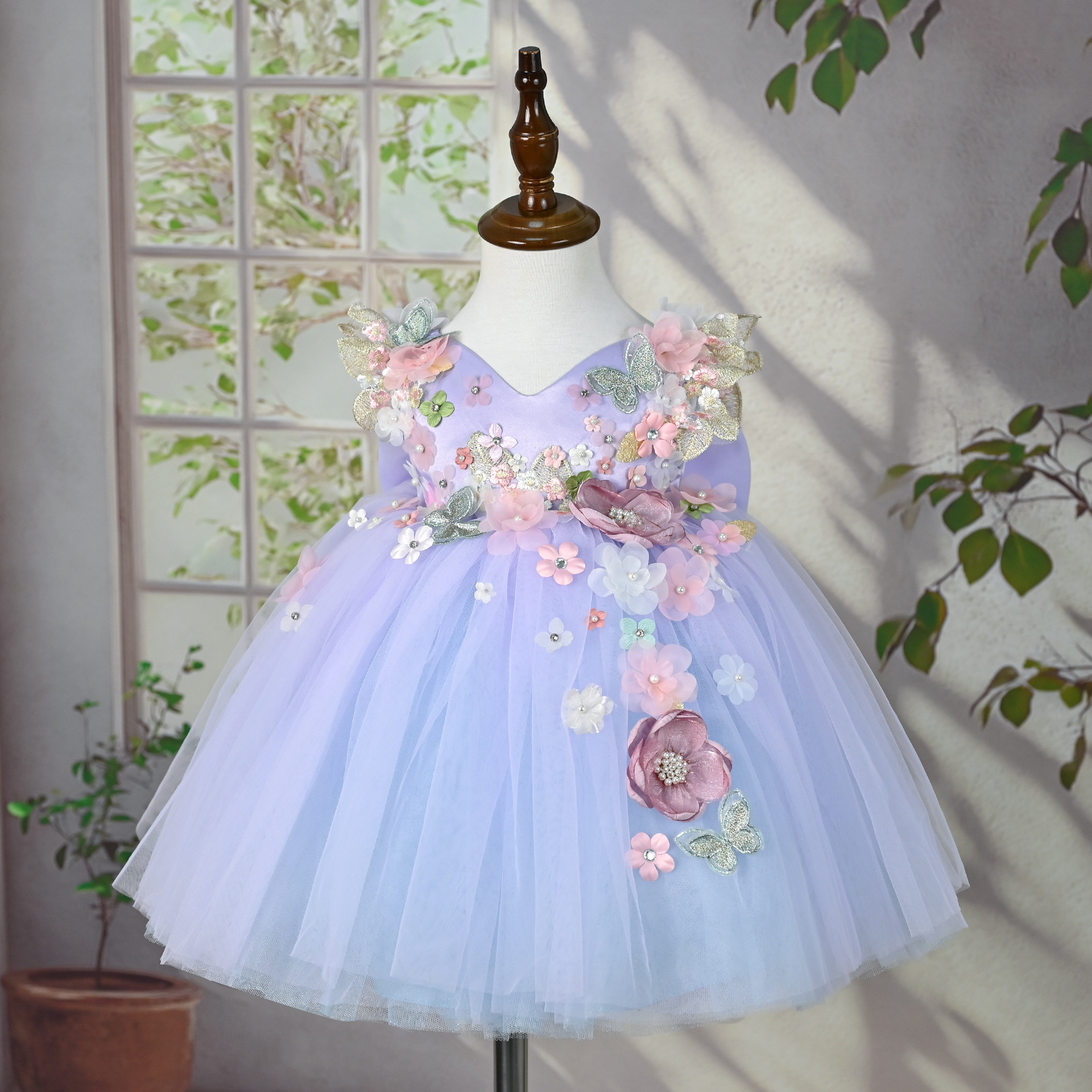 Three-dimensional Floral Tulle Princess Dress photo 5