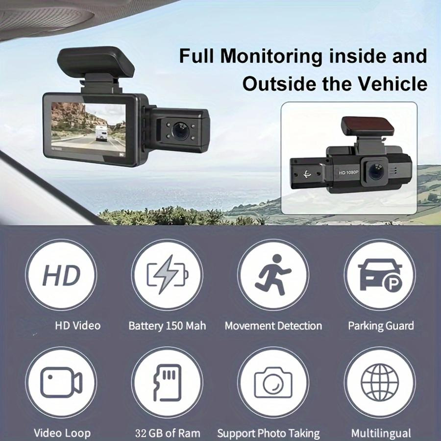 Dual-lens 3-inch Night Vision Dash Cam For In-vehicle Use photo 3