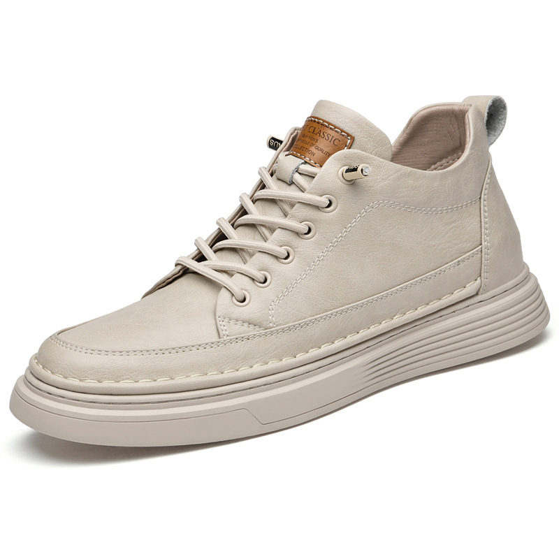 Men's Cowhide Casual Leather Shoes With A Thick Sole For Added Height photo 2
