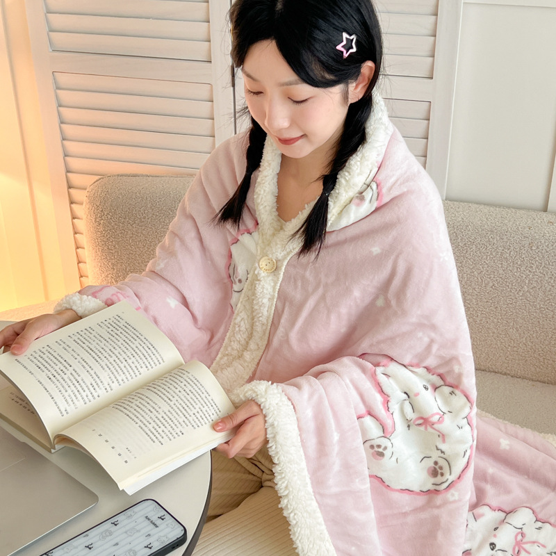 New Korean-style Thickened Milk Velvet Lambswool Shawl Blanket photo 8