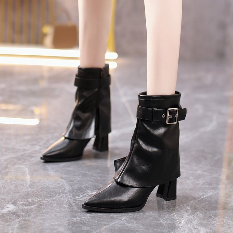 Stylish Pointed-toe Chunky-heel Fashion Boots photo 1
