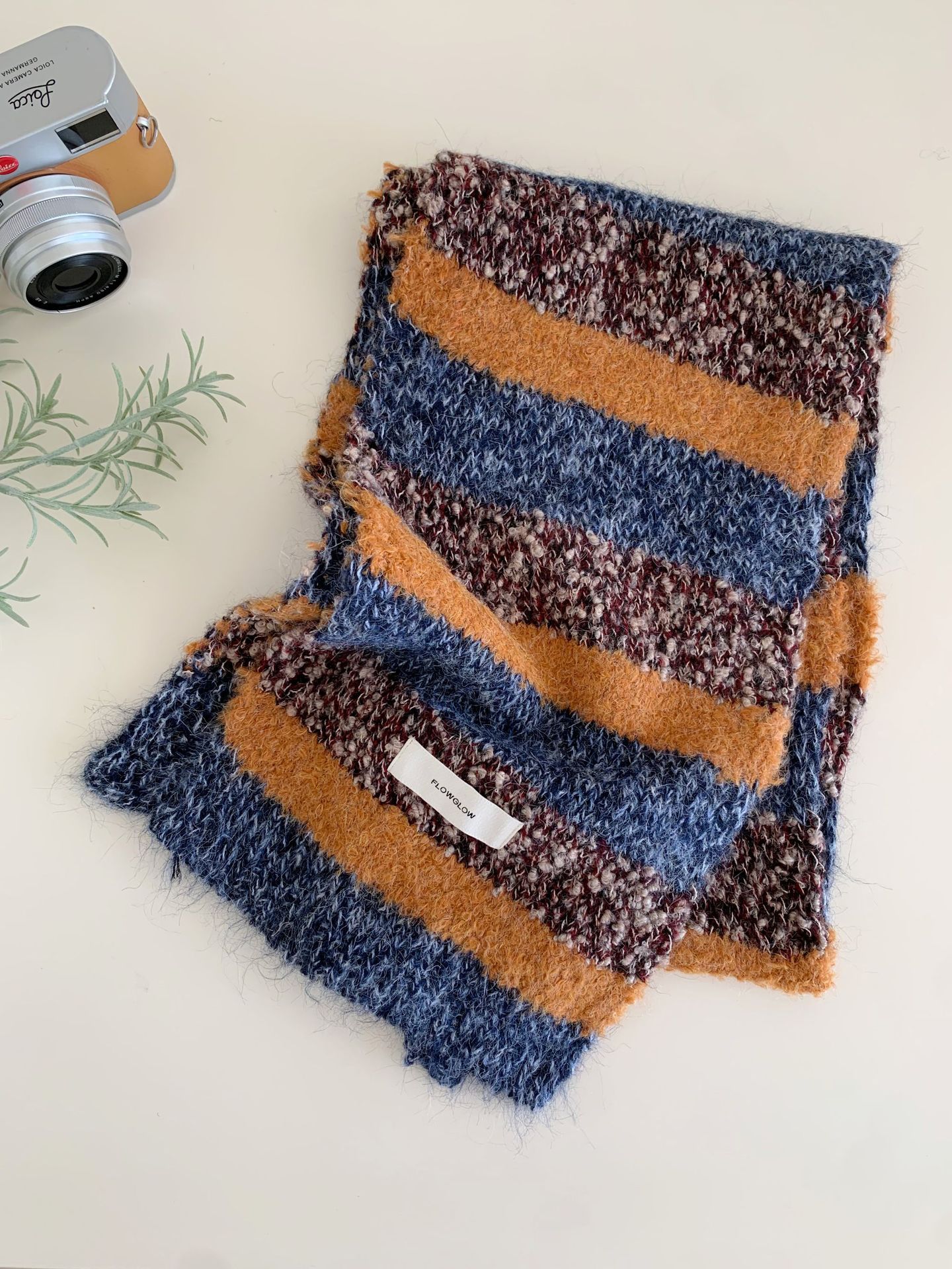 Korean-style Color-block Striped Scarf For Women photo 6