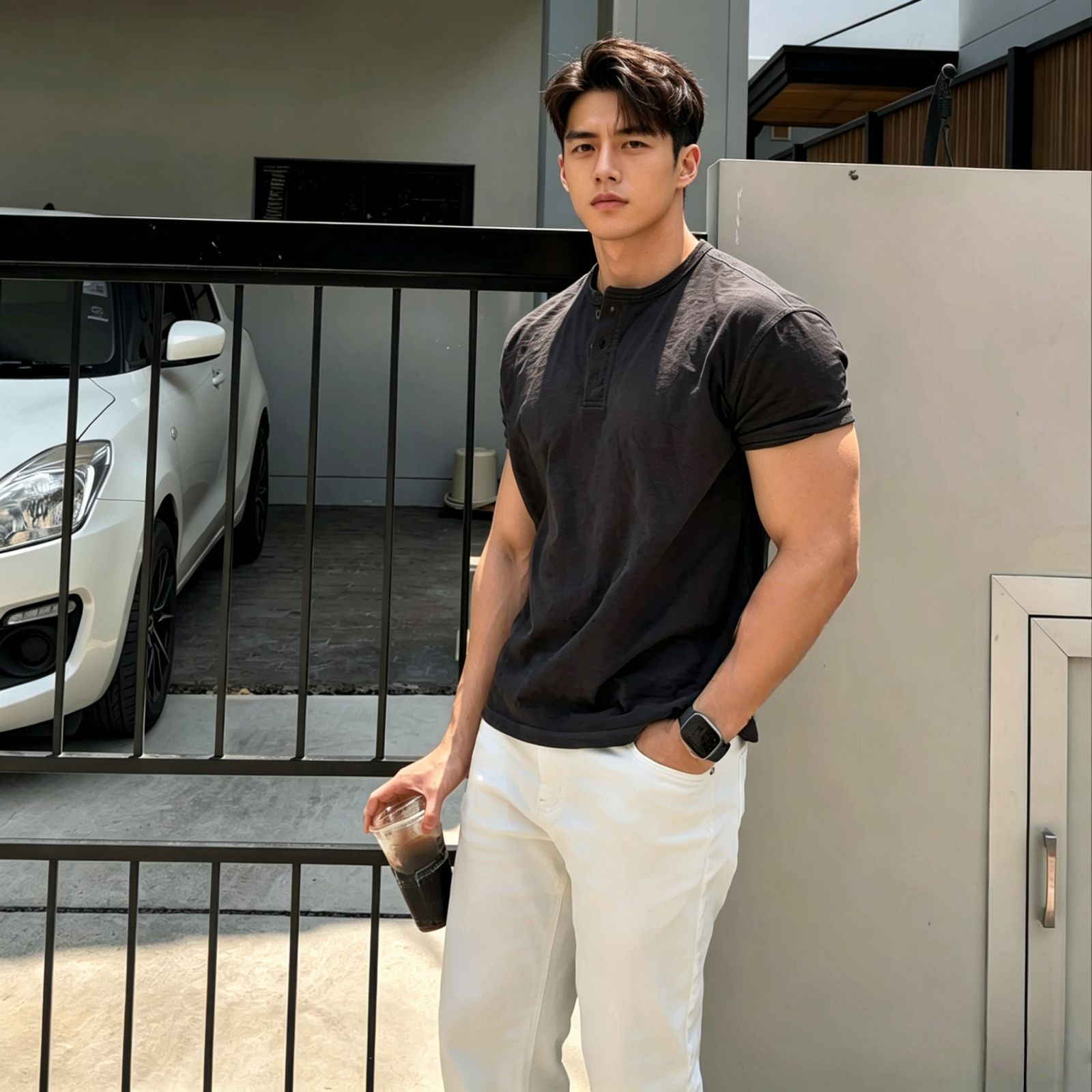 Distressed-style Mens Short-sleeve American T-shirt photo 5
