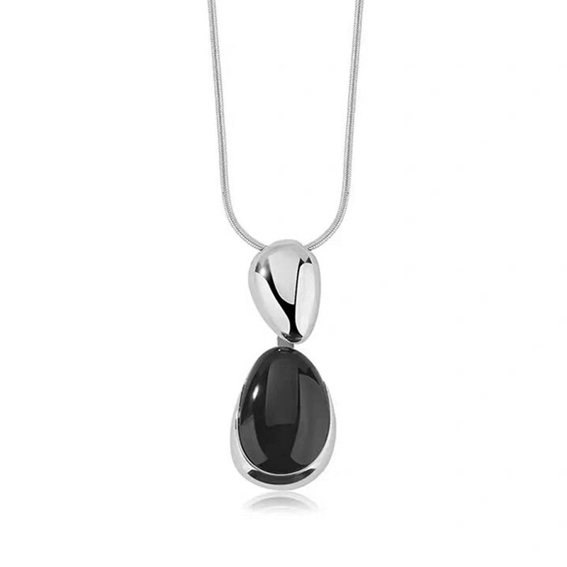 New Chinese Style Accessories Irregular Stitching Black Onyx Necklace Women photo 4