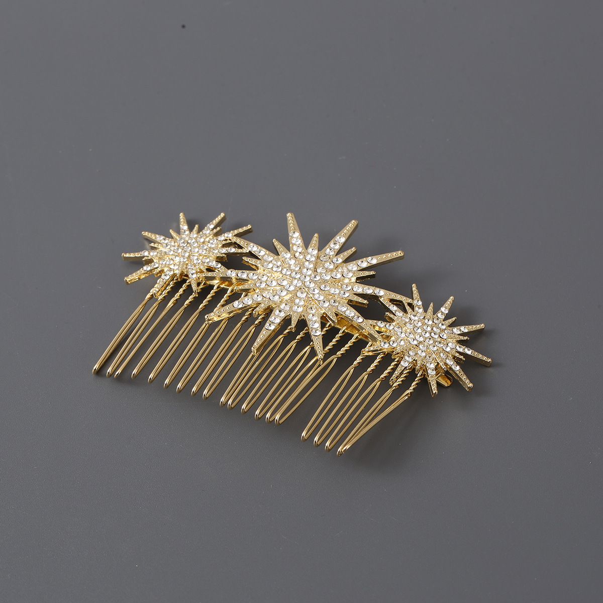 Large And Small Diamond-studded Vintage Hair Comb With A Starry Design photo 5