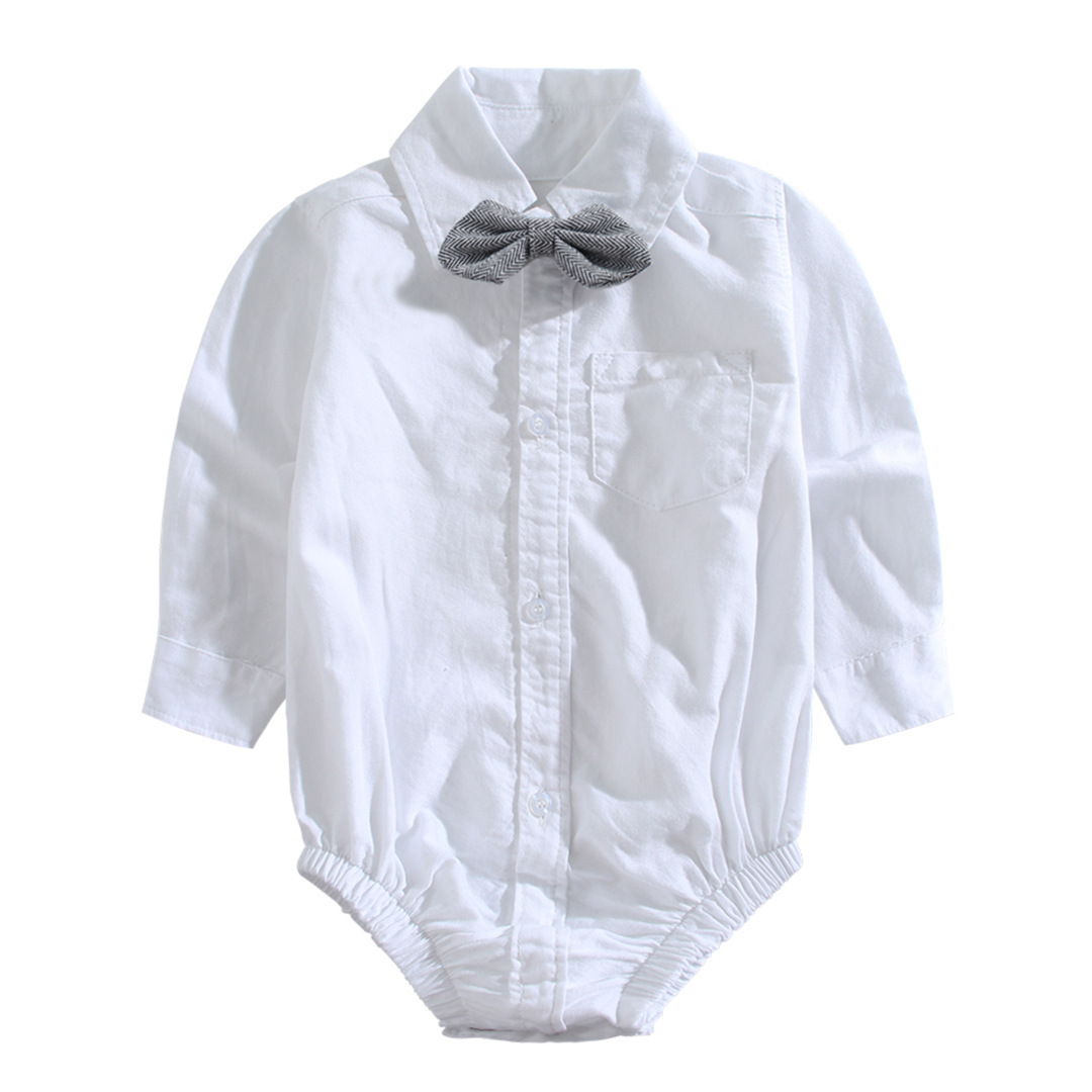 Childrens British-style Gentleman Long-sleeve Romper photo 3