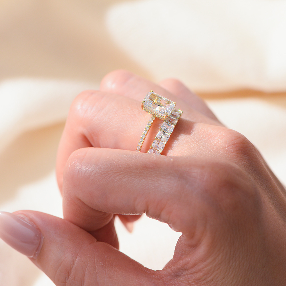 S925 Sterling Silver 5A Cubic Zirconia Ring Set photo 2