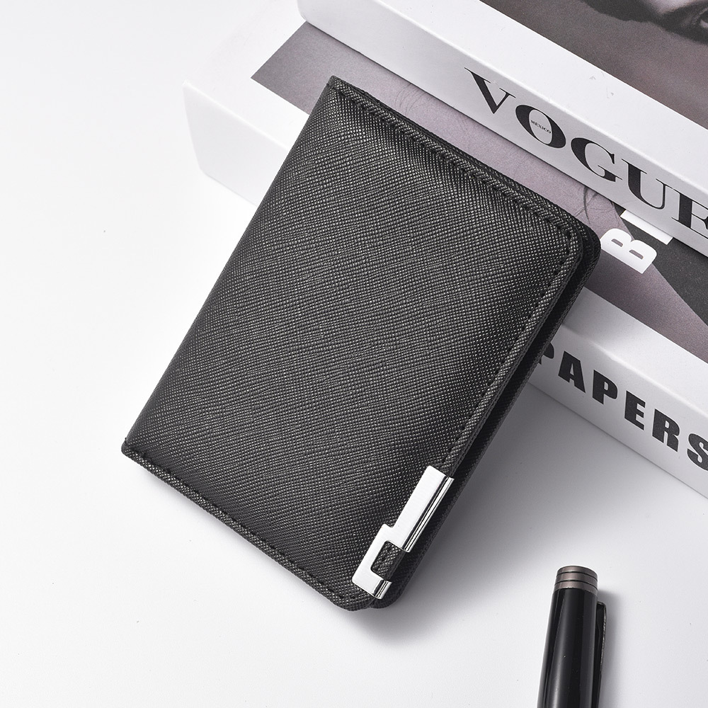 Mens Ultra-thin Short Wallet With Metal Trim photo 8