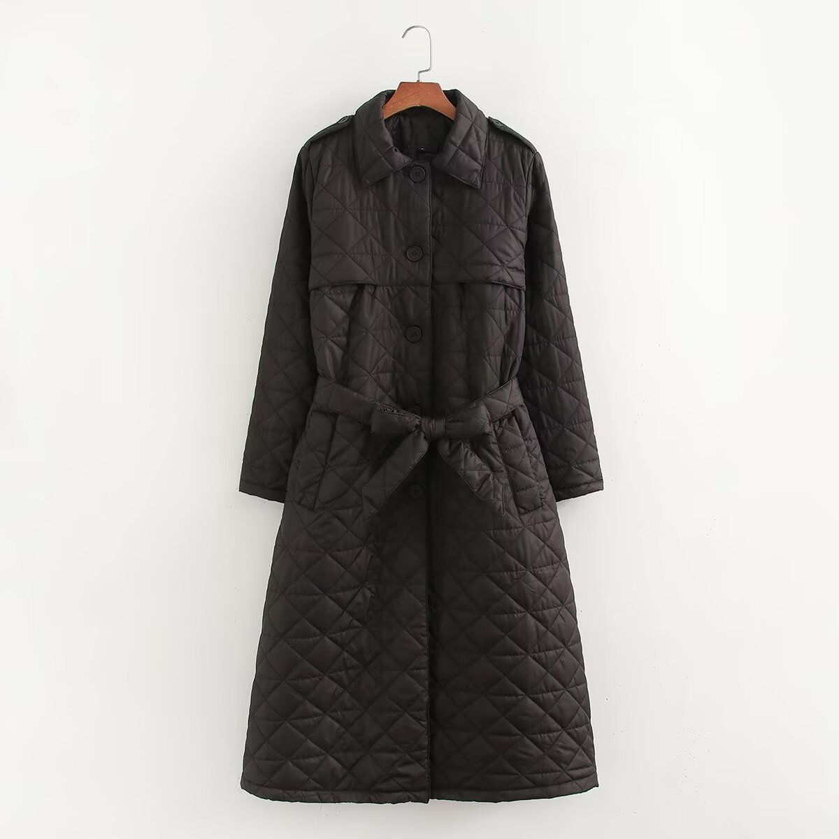 Quilted Embroidered Long Trench Coat Cotton-padded Jacket photo 2
