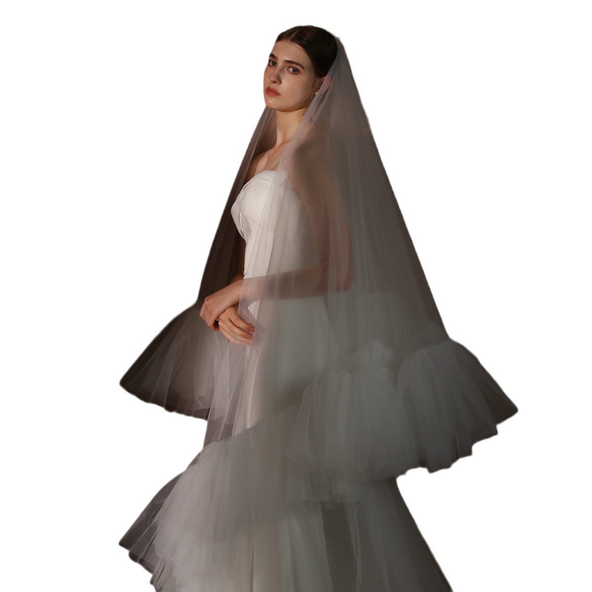 Ruffled Ruffle Double-layer Bridal Veil photo 5