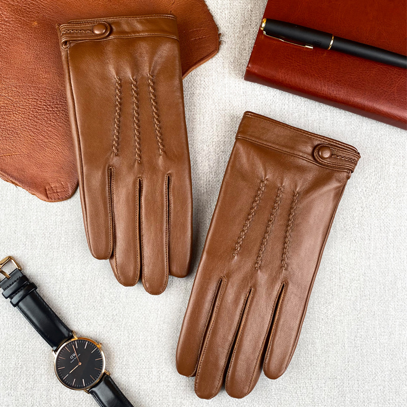 Men's Velvet-lined Leather Casual Gloves photo 1