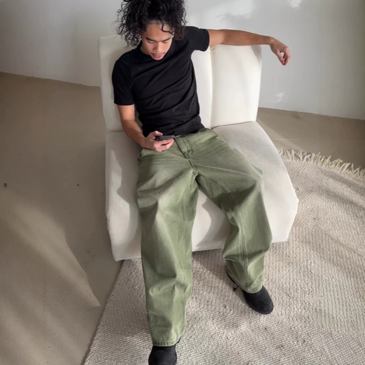 Matcha Green Straight-leg Loose-fit Trousers photo 5