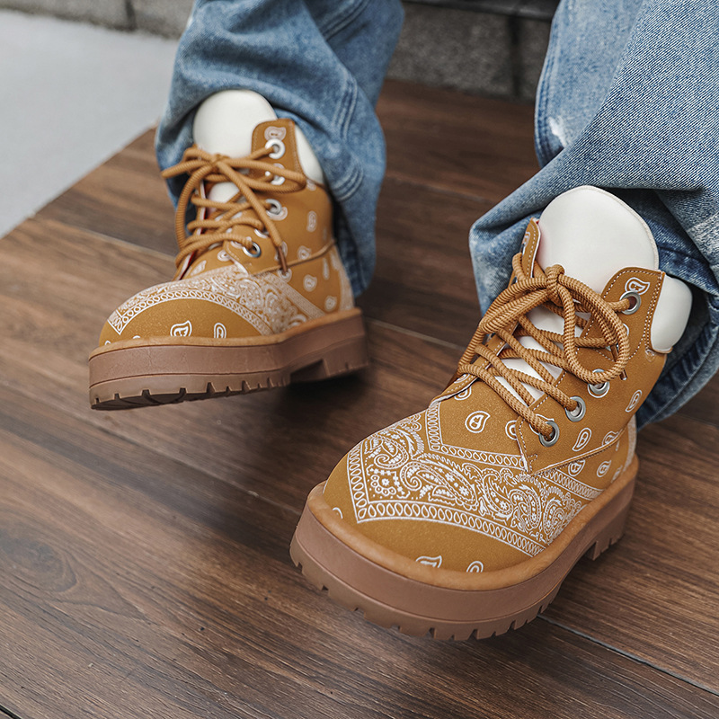 Cashew Flower Pattern High-top Mens Boots photo 7