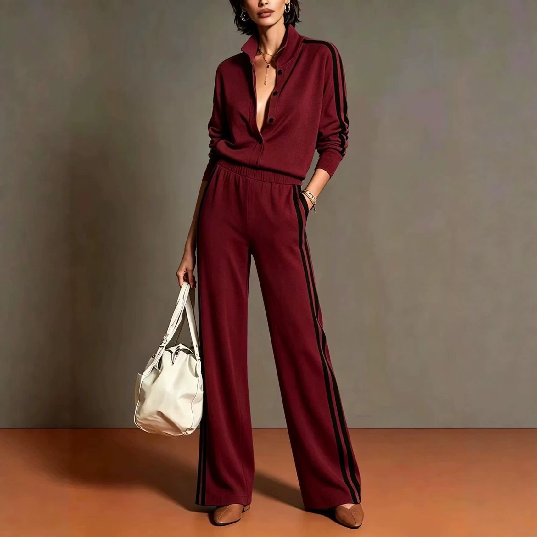 Women's Striped Casual Set European And American Style photo 1
