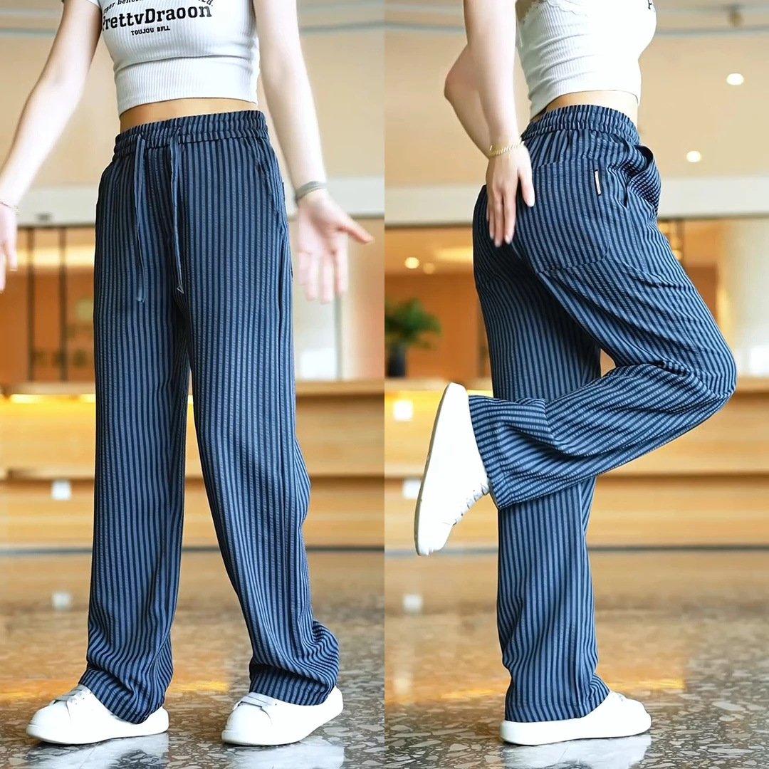 Versatile Relaxed-fit Niche Striped Casual Pants photo 4