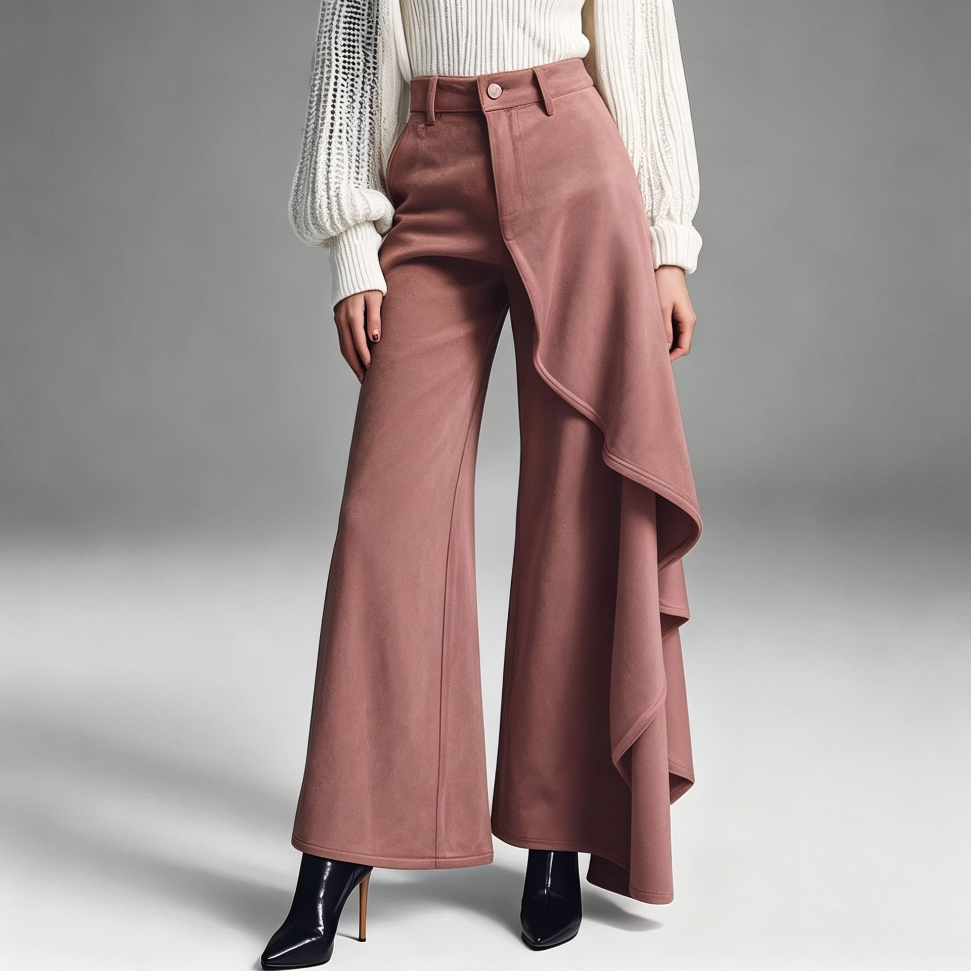 New Autumnwinter Womens Long Pants With A Structured Draped Design And Patchwork Details photo 3