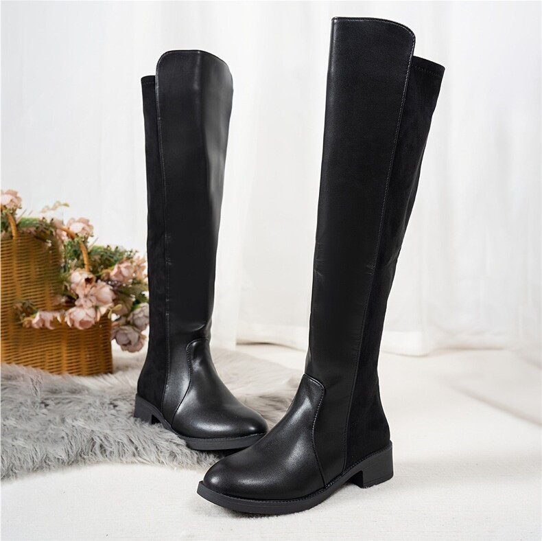 Retro-style Plus-size Patchwork Over-the-knee Boots For Women photo 4