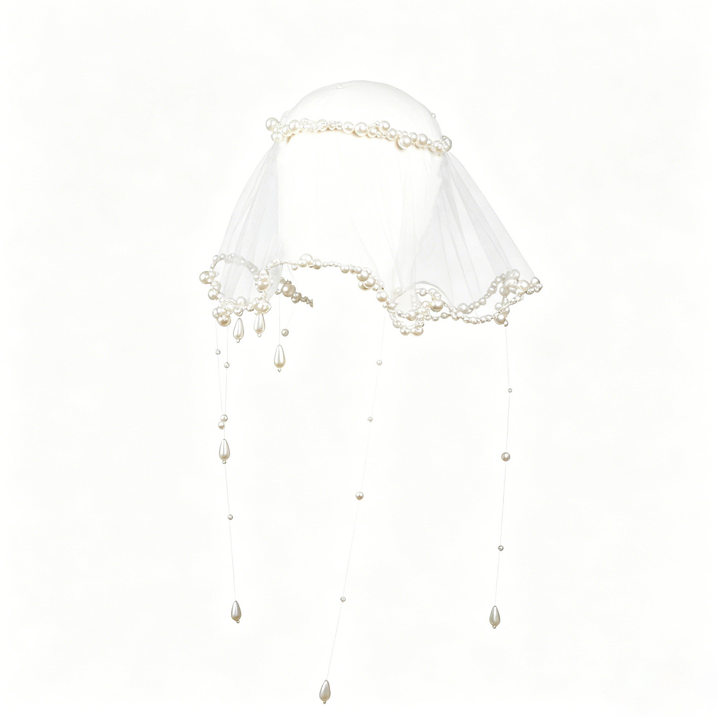 Pearl Tassel Veil Wedding Accessory Short Bridal Veil For Women photo 2